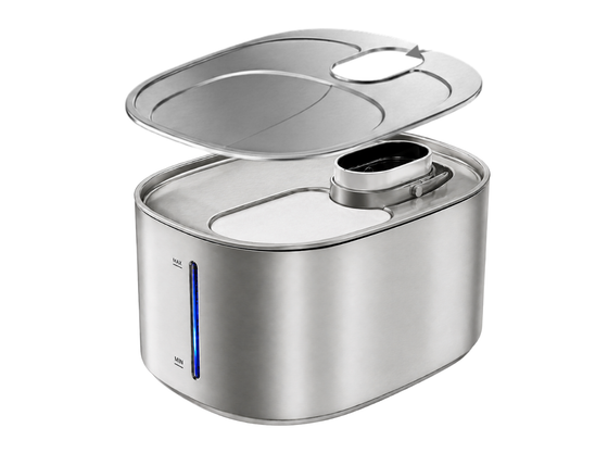 Stainless steel drinking tray is placed on the filter element tray.